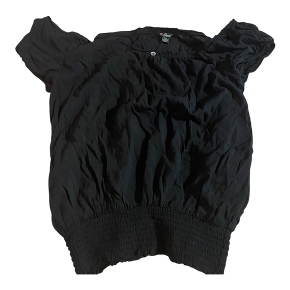 Guess Black Ruched Cap Sleeve Blouse - Picture 2 of 7